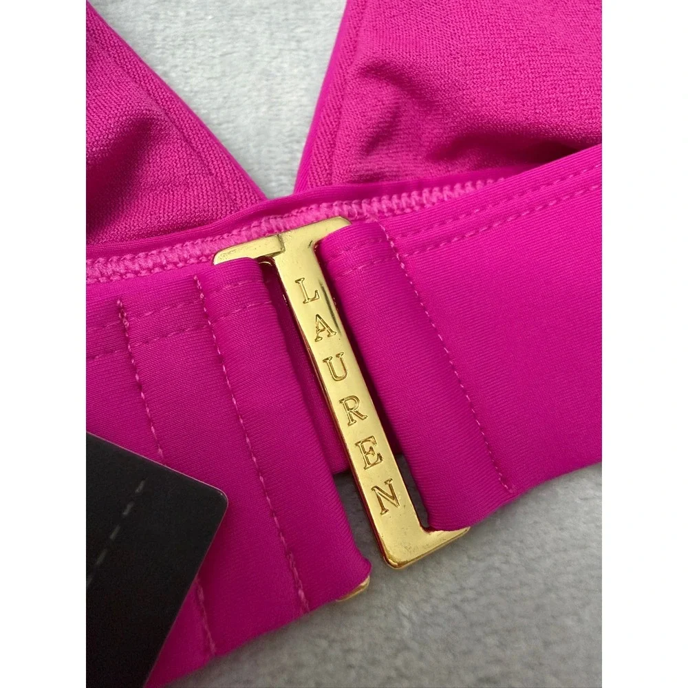 Lauren Ralph Lauren Women's Triangle V-Neck Bikini Top, Size 14 $85